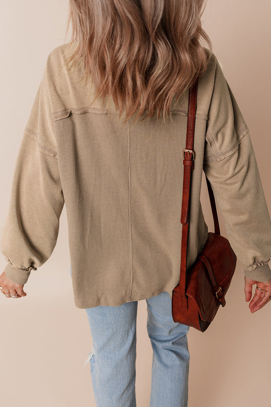 Goat Mineral Wash Textured Patchwork Loose Fit Shacket-Bella Boutique Collective