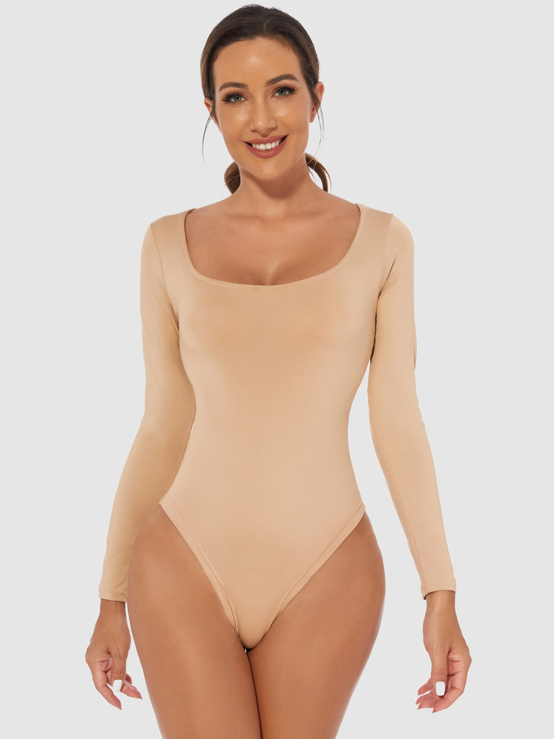 Full Size Scoop Neck Long Sleeve Bodysuit-Bella Boutique Collective