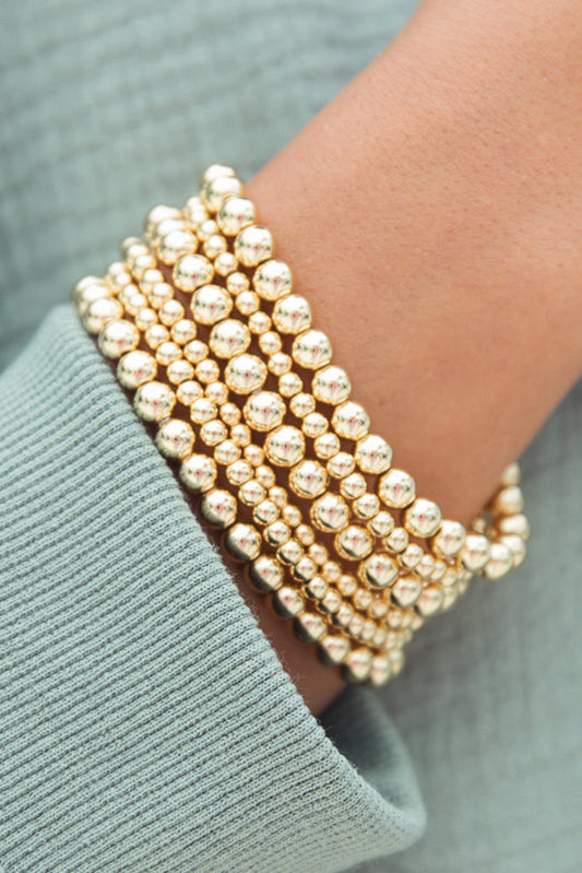 Gold 7pcs/Set Minimalist Plated Beaded Luxury Bracelet Set-Bella Boutique Collective