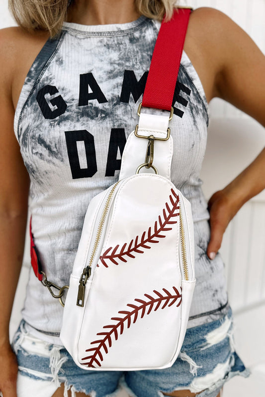 Racing Red Balls Pattern PU Leather Zipped Sling Bag-Bella Boutique Collective