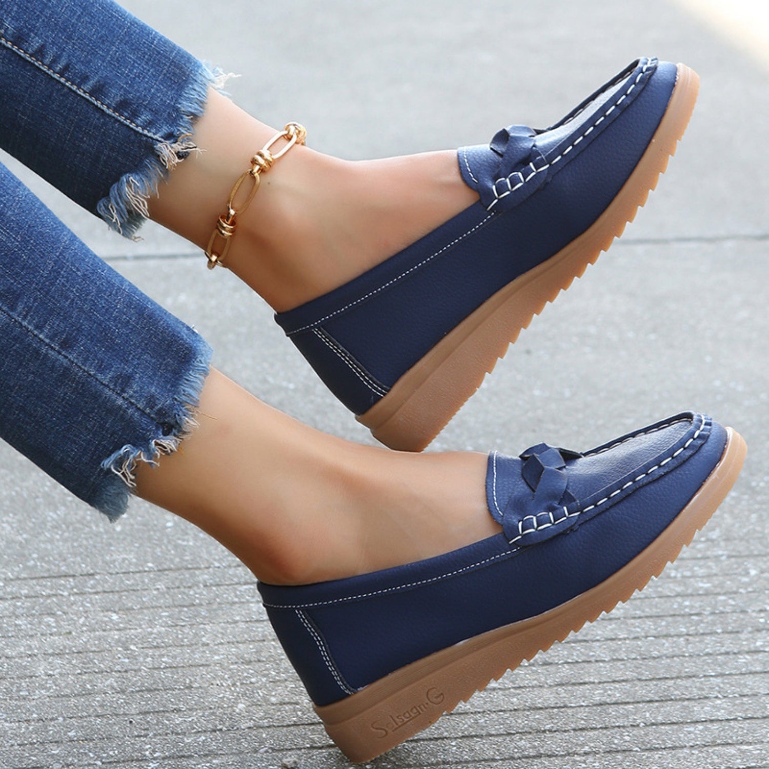 Weave Wedge Heeled Loafers-Bella Boutique Collective