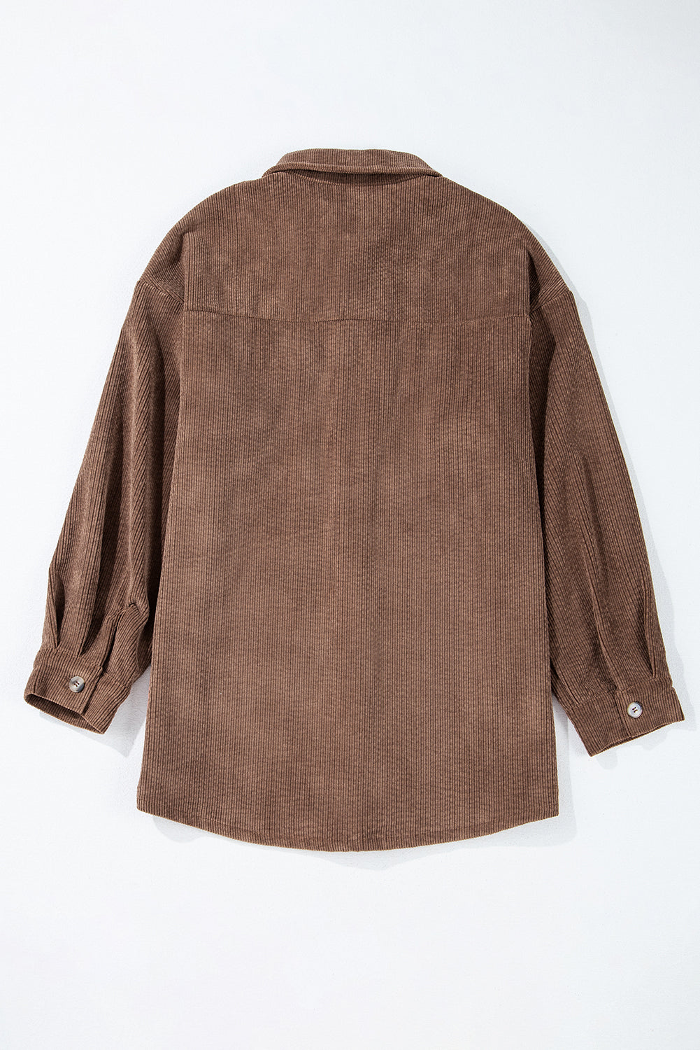 Chestnut Corduroy Flap Pocket Button Up Shacket-Bella Boutique Collective