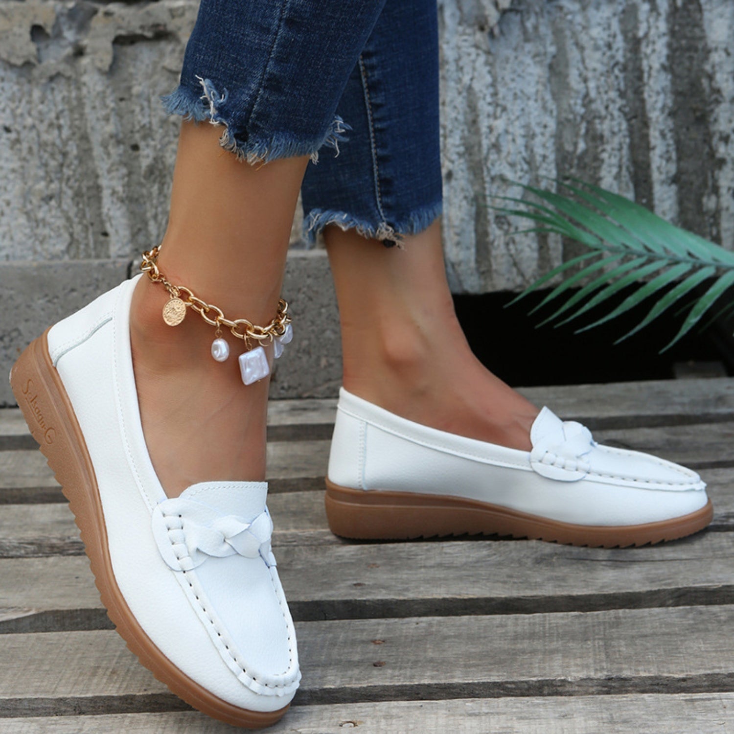 Weave Wedge Heeled Loafers-Bella Boutique Collective