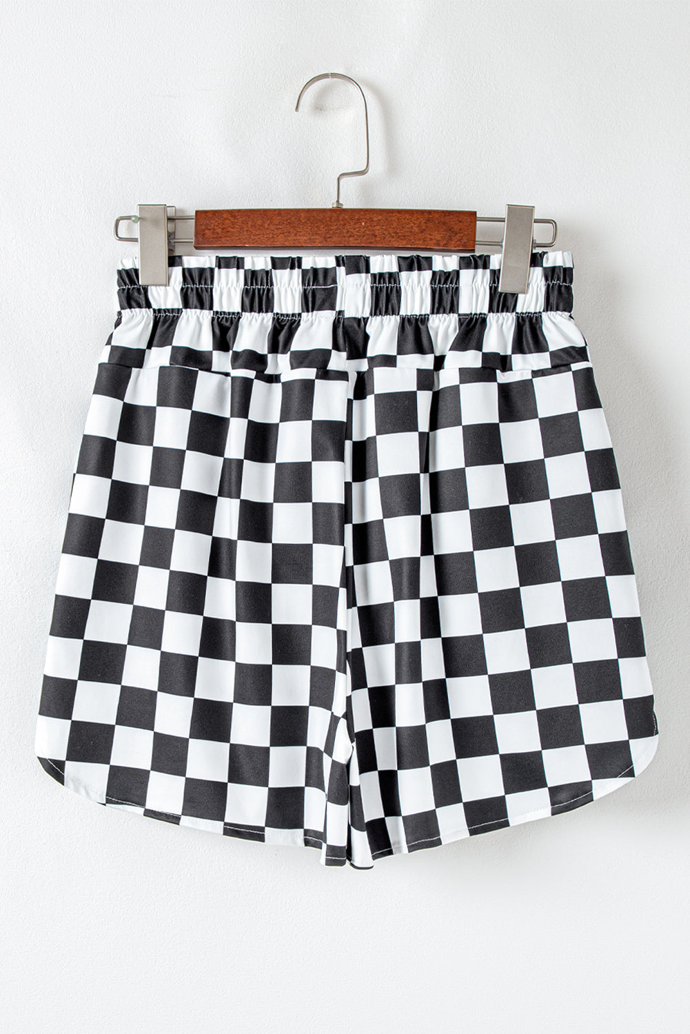 Black Checkered Print High Waist Casual Shorts-Bella Boutique Collective