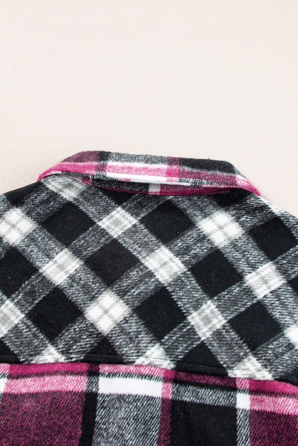 Black Plaid Colorblock Loose Shacket-Bella Boutique Collective