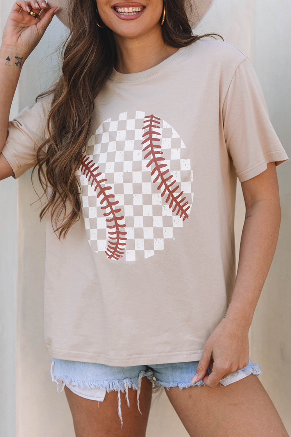 Jet Stream Checkered Baseball Graphic Tee-Bella Boutique Collective