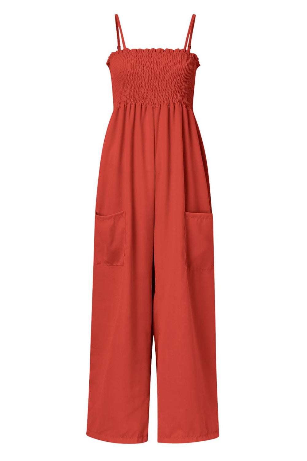 Smocked Spaghetti Strap Wide Leg Jumpsuit-Bella Boutique Collective