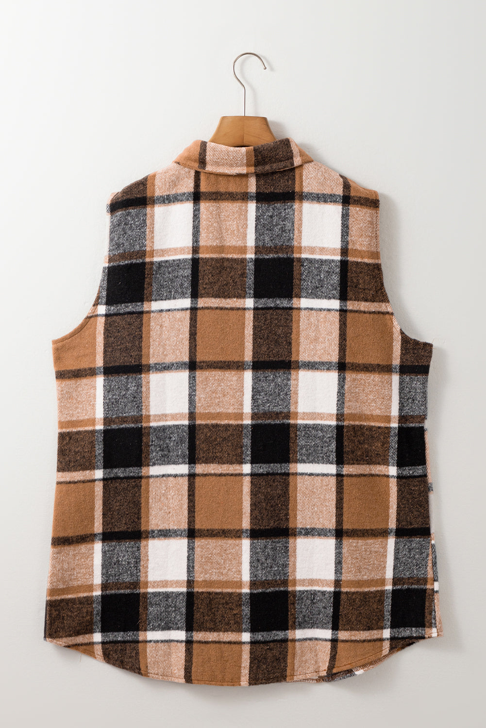 Straw Yellow Retro Plaid Button up Collared Vest-Bella Boutique Collective
