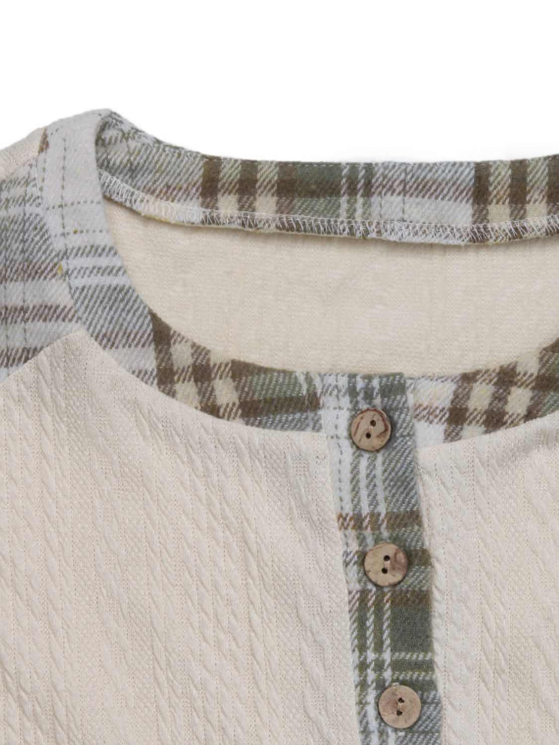 Perfee Plaid Half Button Long Sleeve T-Shirt-Bella Boutique Collective