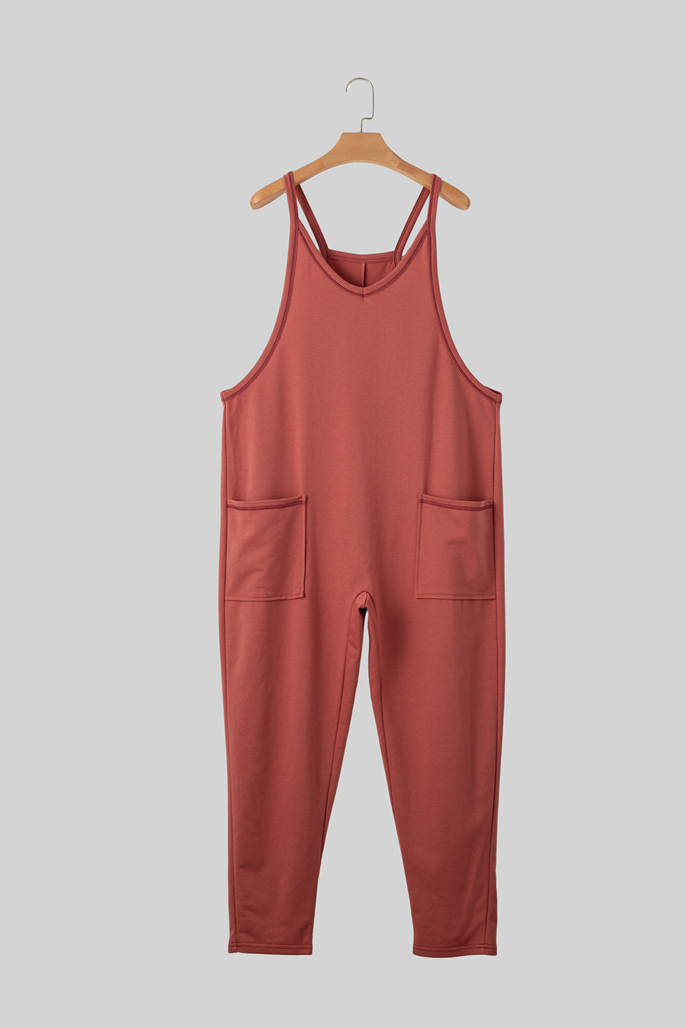 Gold Flame Side Pockets Harem Pants Sleeveless V Neck Jumpsuit-Bella Boutique Collective