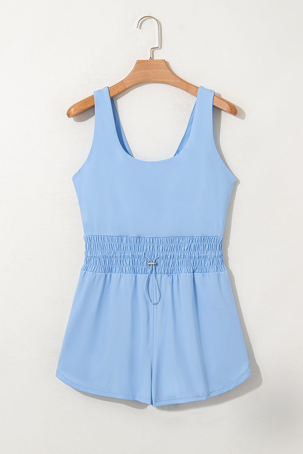 Myosotis Plain Sleeveless Loop Drawstring Cinched Waist Romper-Bella Boutique Collective