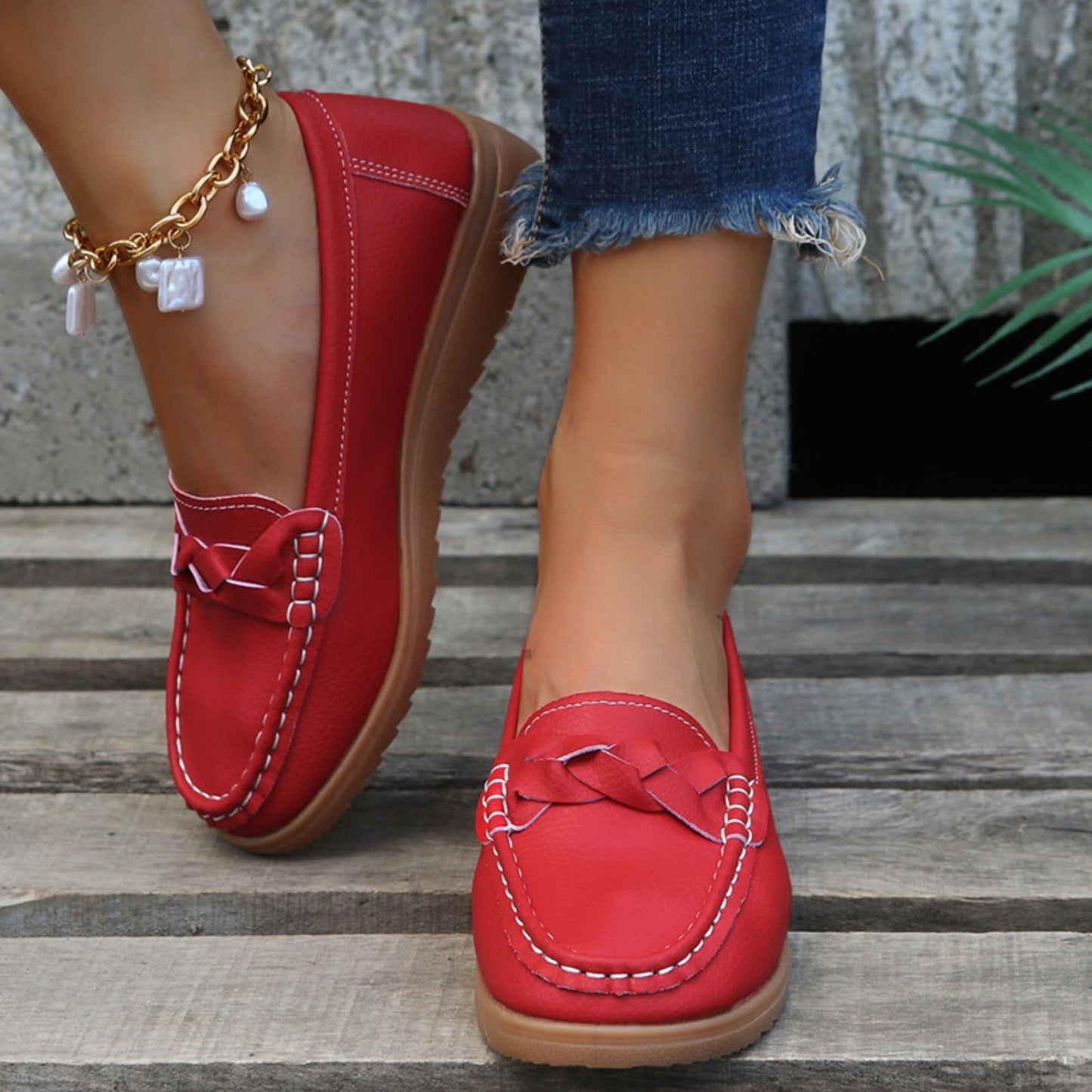 Weave Wedge Heeled Loafers-Bella Boutique Collective
