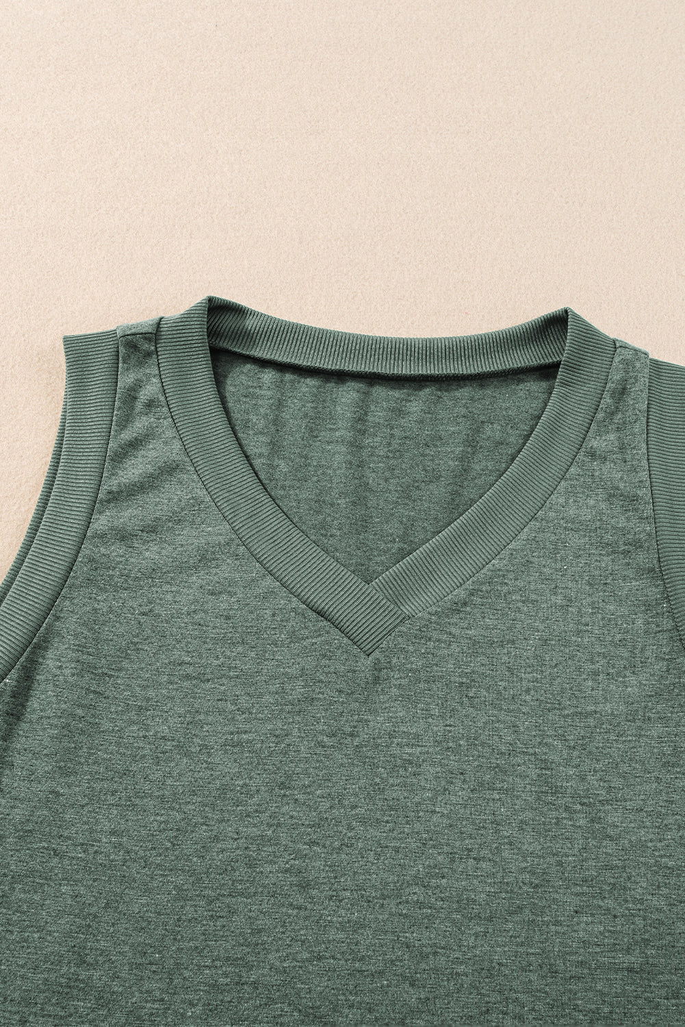 Mist Green Ribbed V Neck Tank-Bella Boutique Collective
