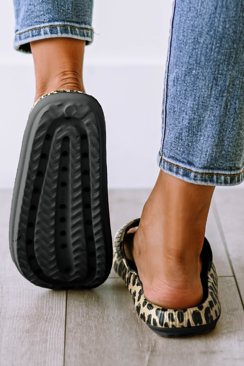 Black Print Thick Sole Slip On Slippers-Bella Boutique Collective